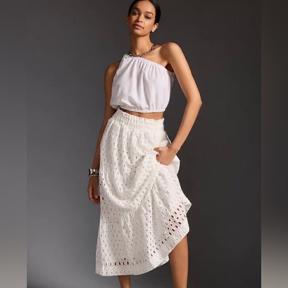 Anthropologie Somerset Eyelet Midi Skirt NWT